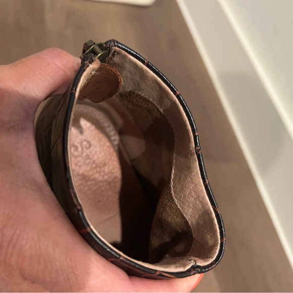 Anthropologie Seychelles Floodplain Booties Brown Ankle Boots Crocodile Size 7 - Picture 8 of 13